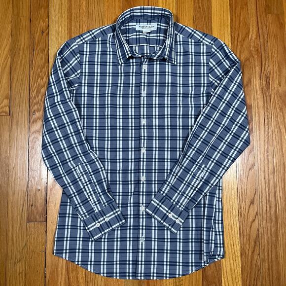 Mizzen + Main Shirt Mens Medium Trim Performance Stretch Plaid Button Down - Picture 2 of 7